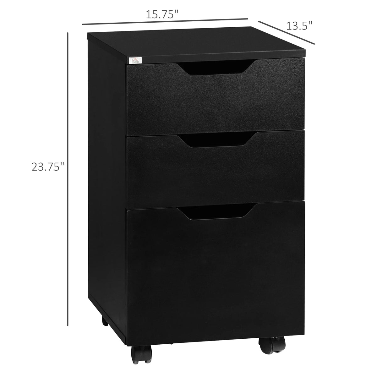 3 Drawer Black Mobile File Cabinet L441266