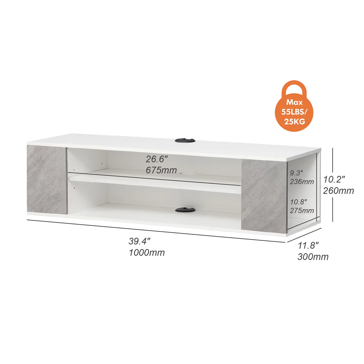 Grey White Wall Mounted Floating TV Stand Z16907