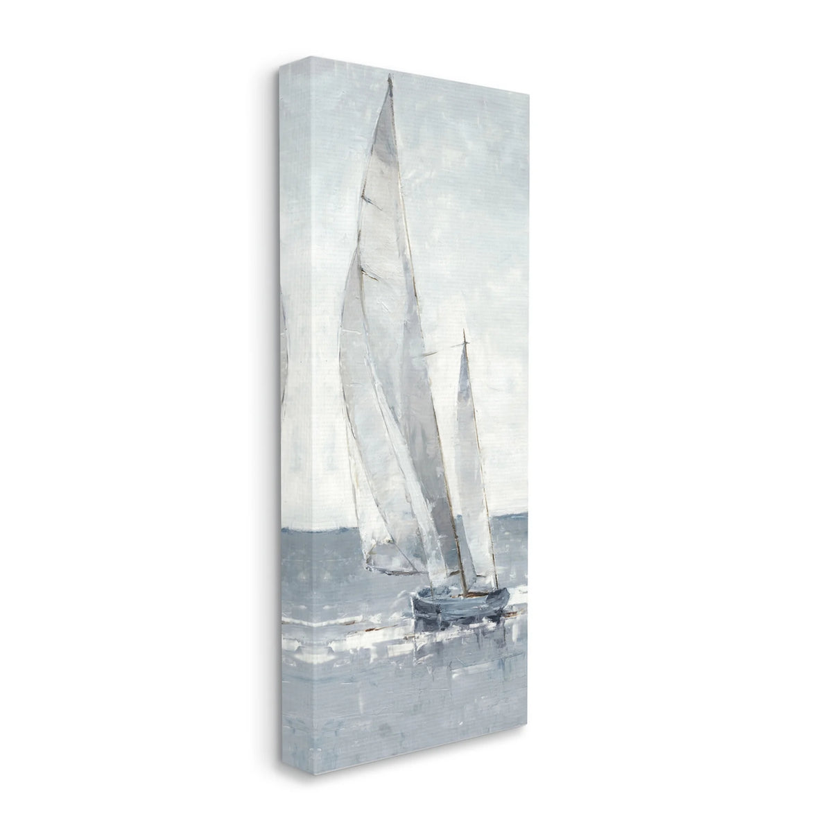 Grey Sailboat Nautical Abstraction Coastal Painting Gallery Wrapped Canvas Print Wall Art R6225