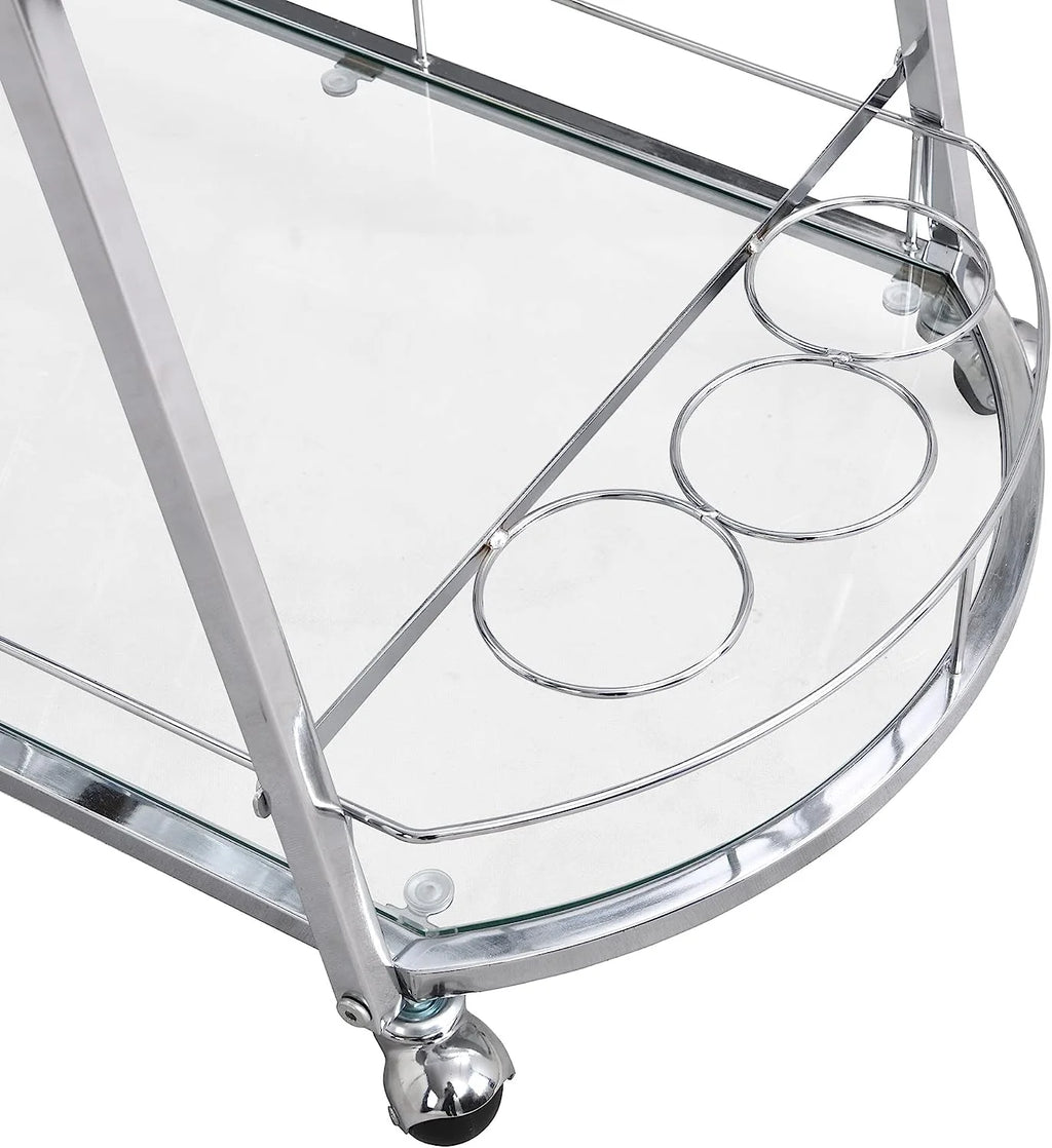 3-Tier Metal Mobile Bar Cart with Wheels & Wine Rack A86824