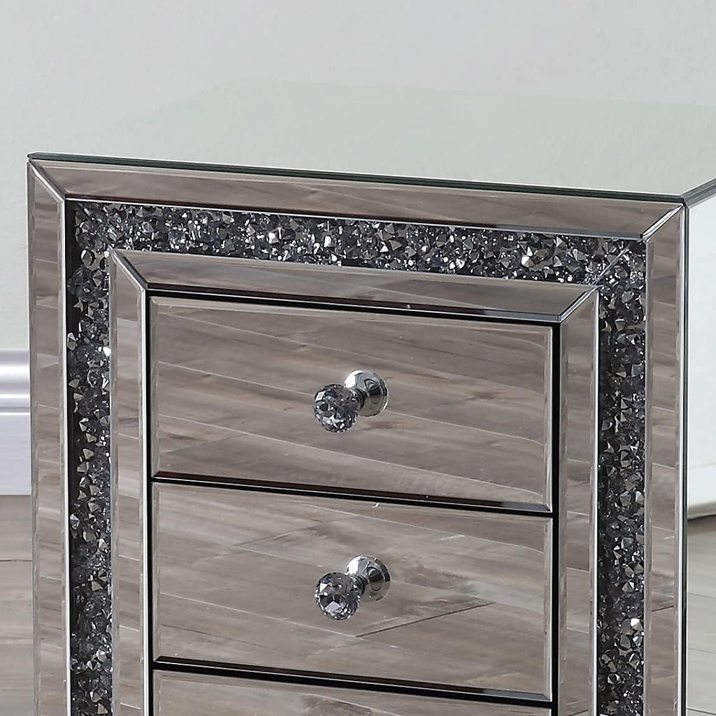 Mirrored Nightstand with Three Drawers Q274266