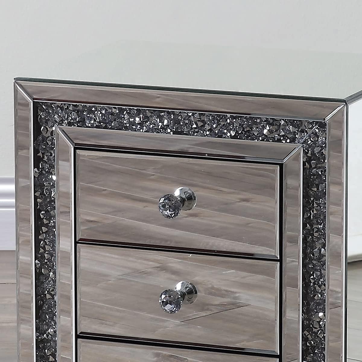 Mirrored Nightstand with Three Drawers Q274266