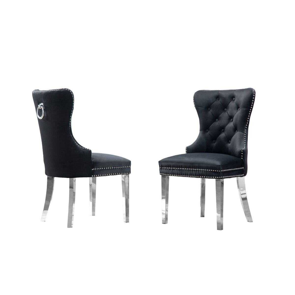 Navy Blue Button Tufted Dining Side Chair Set of 2 B1460