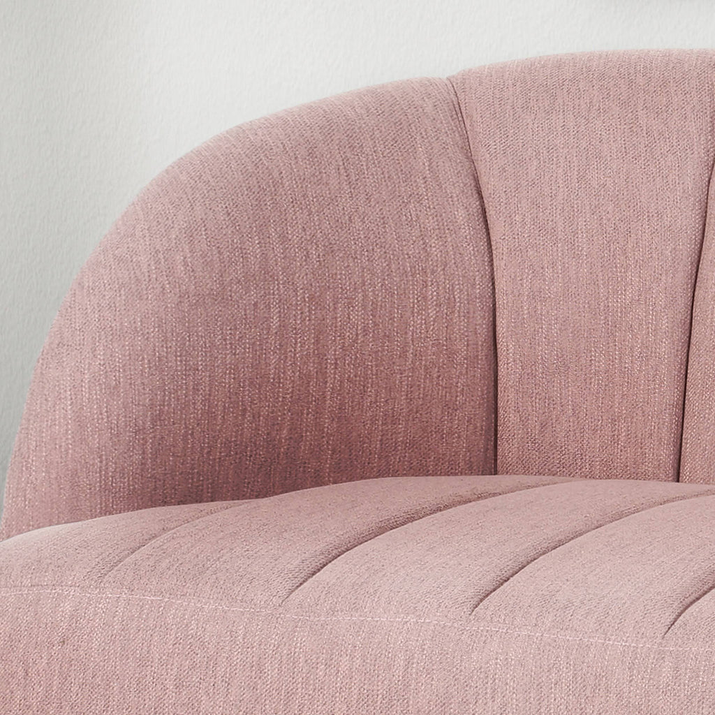 Light Blush Polyester Fabric Loveseat with Hairpin Legs D754