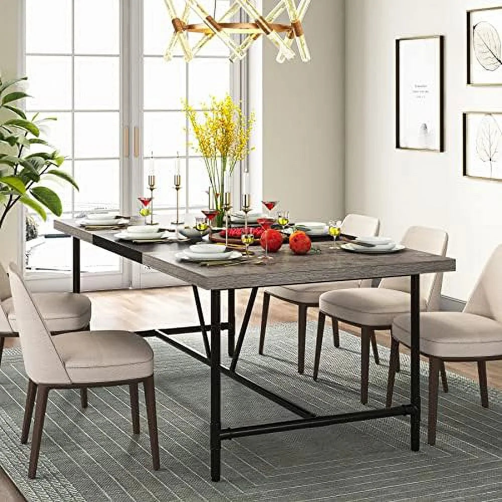 70.8 x 35.4 inch Large Dining Table with Tube Metal Frame E718249