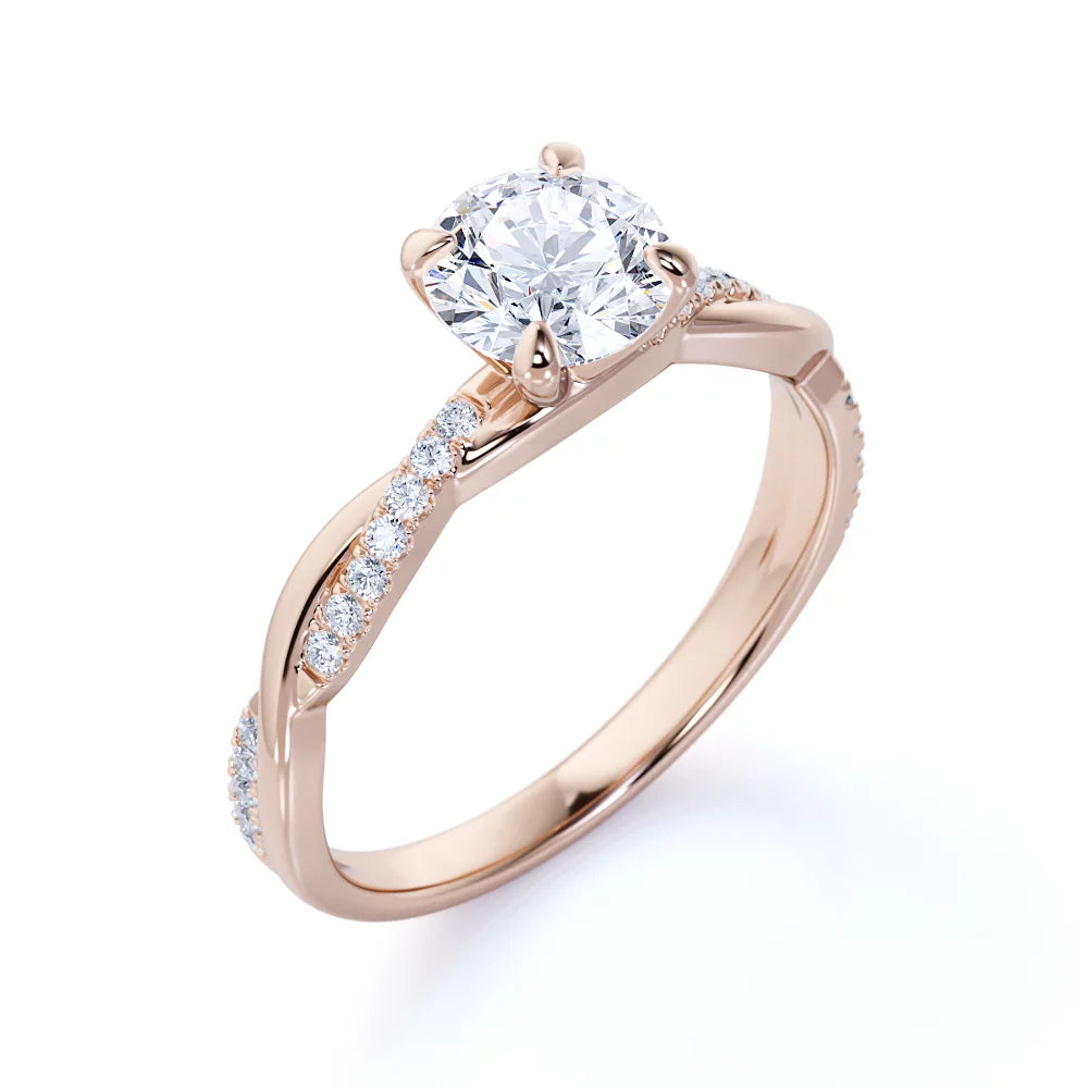 1 Carat Round Cut Moissanite Engagement Ring N78834