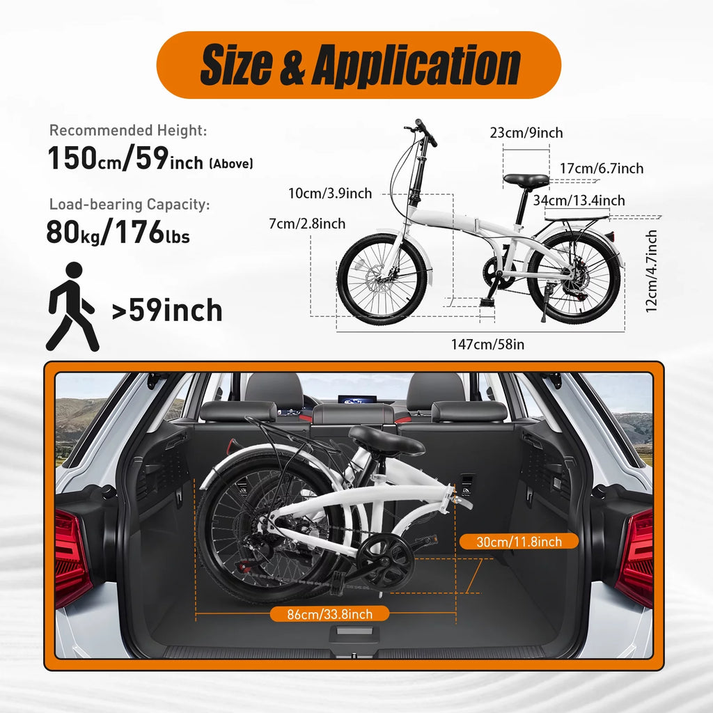 20-inch Wheels 7 Speed Folding Bike High Carbon Steel Bicycle Z3925