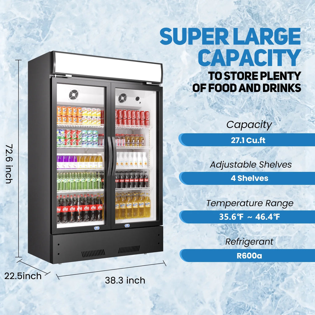 38" Glass Door Upright Beverage Refrigerator W8049