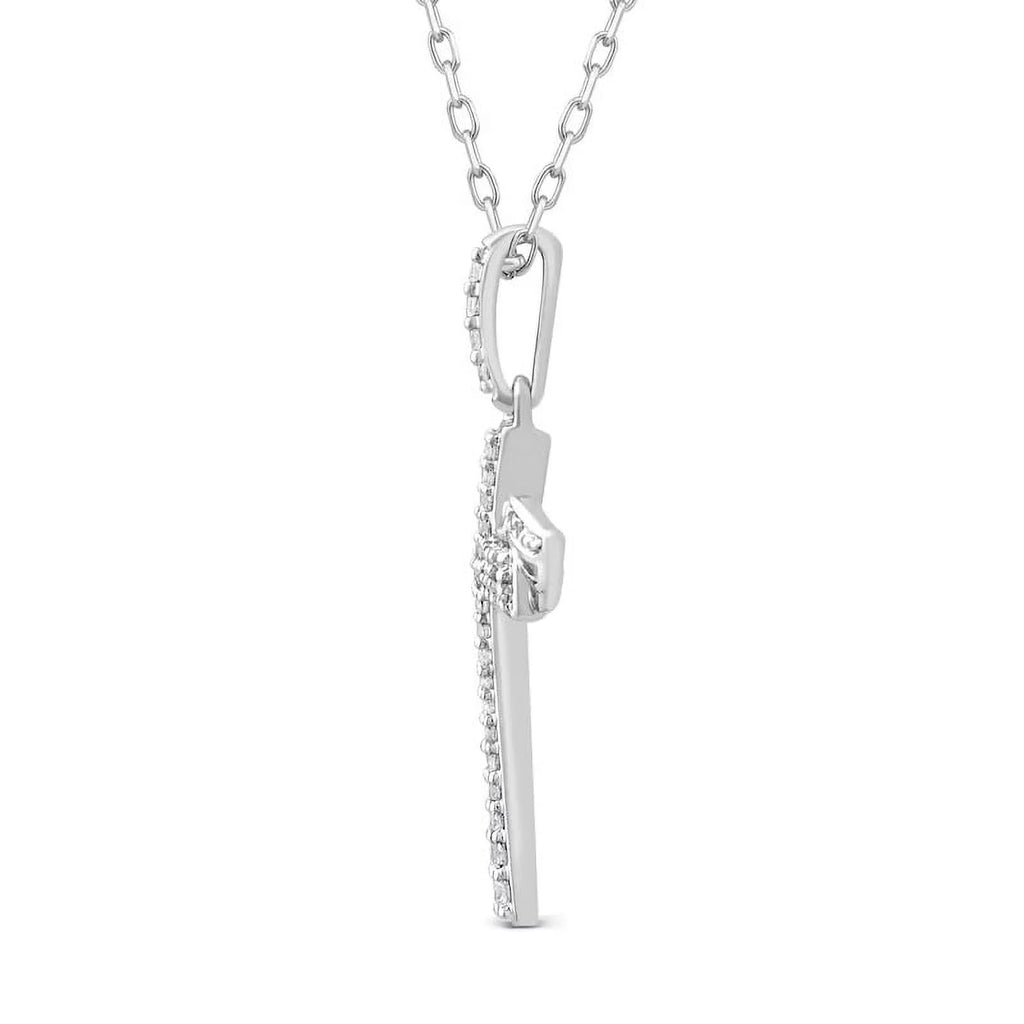 14K White Gold Holy Cross Necklace with Diamond Accents A156884
