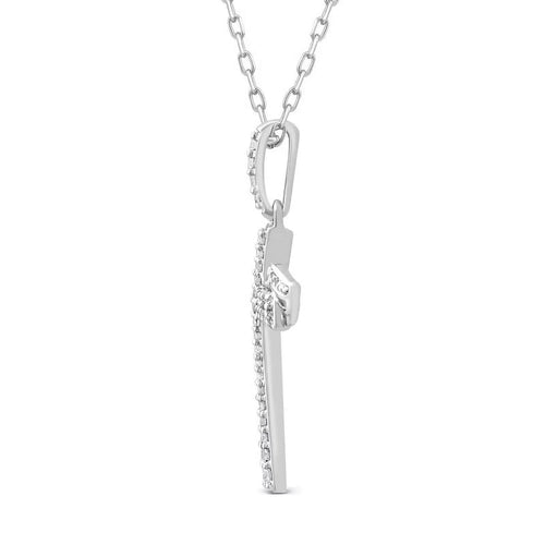 14K White Gold Holy Cross Necklace with Diamond Accents A156884