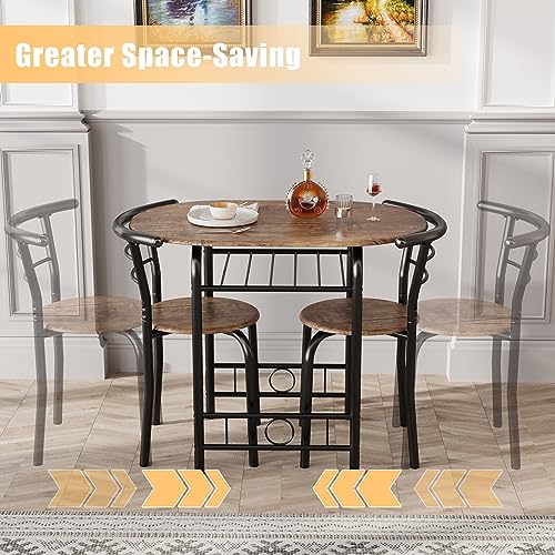 3-Piece Wooden Round Table & Chair Set I747594