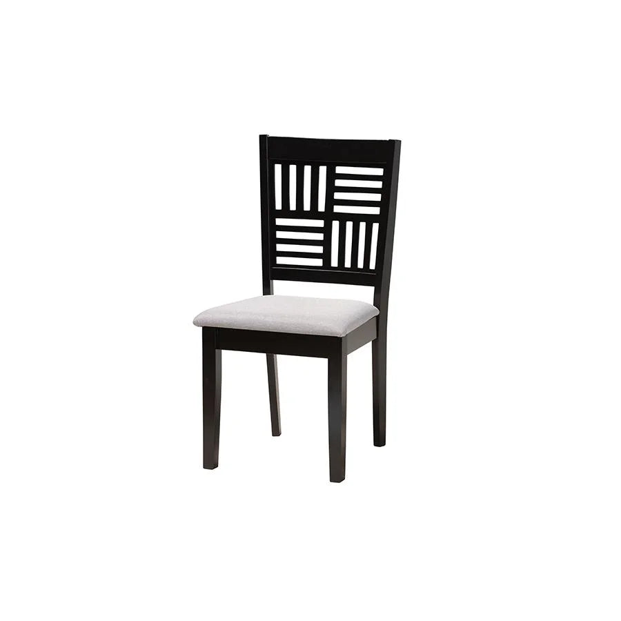 Grey Fabric and Dark Brown Wood 7-Piece Dining Set B28105