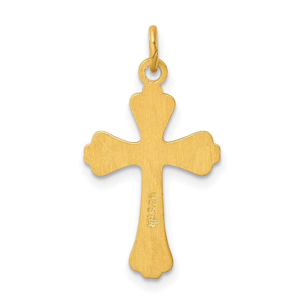 24K Cross Charm Pendant with Sterling Silver Rope Chain Necklace 20'' J7596