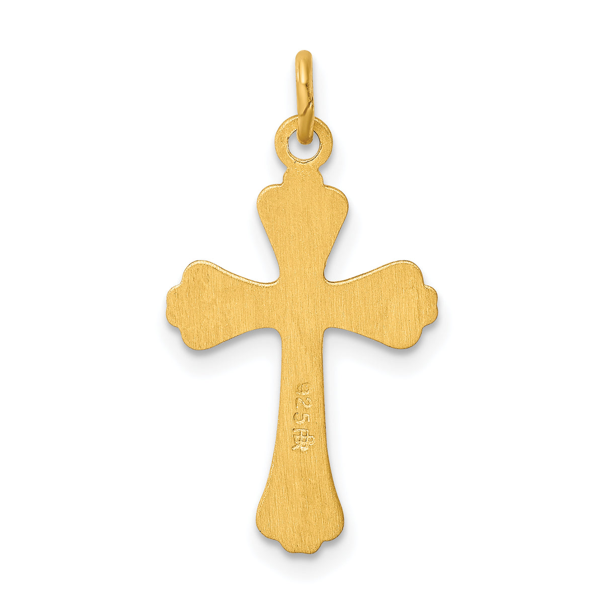 24K Cross Charm Pendant with Sterling Silver Rope Chain Necklace 20'' J7596