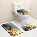 3 Piece Bathroom Rugs Set with Contour Mat and Toilet Lid Cover D39154