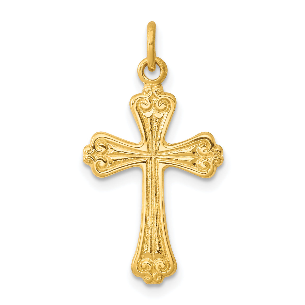 24K Cross Charm Pendant with Sterling Silver Rope Chain Necklace 20'' J7596