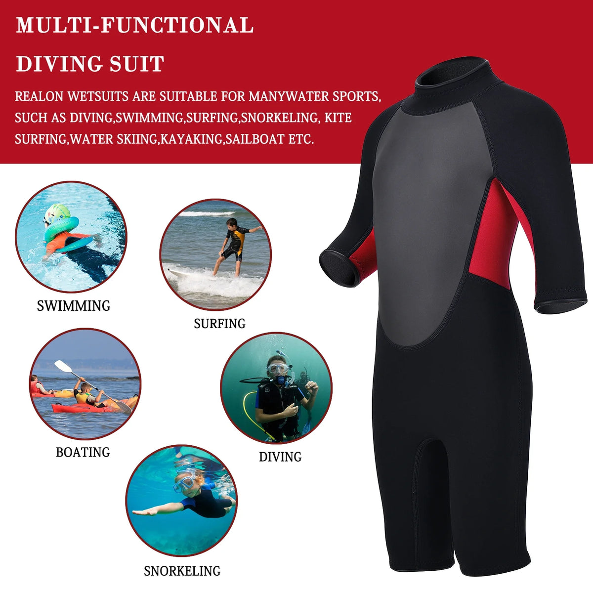 3mm Neoprene Back Zip Kids Wetsuit E601