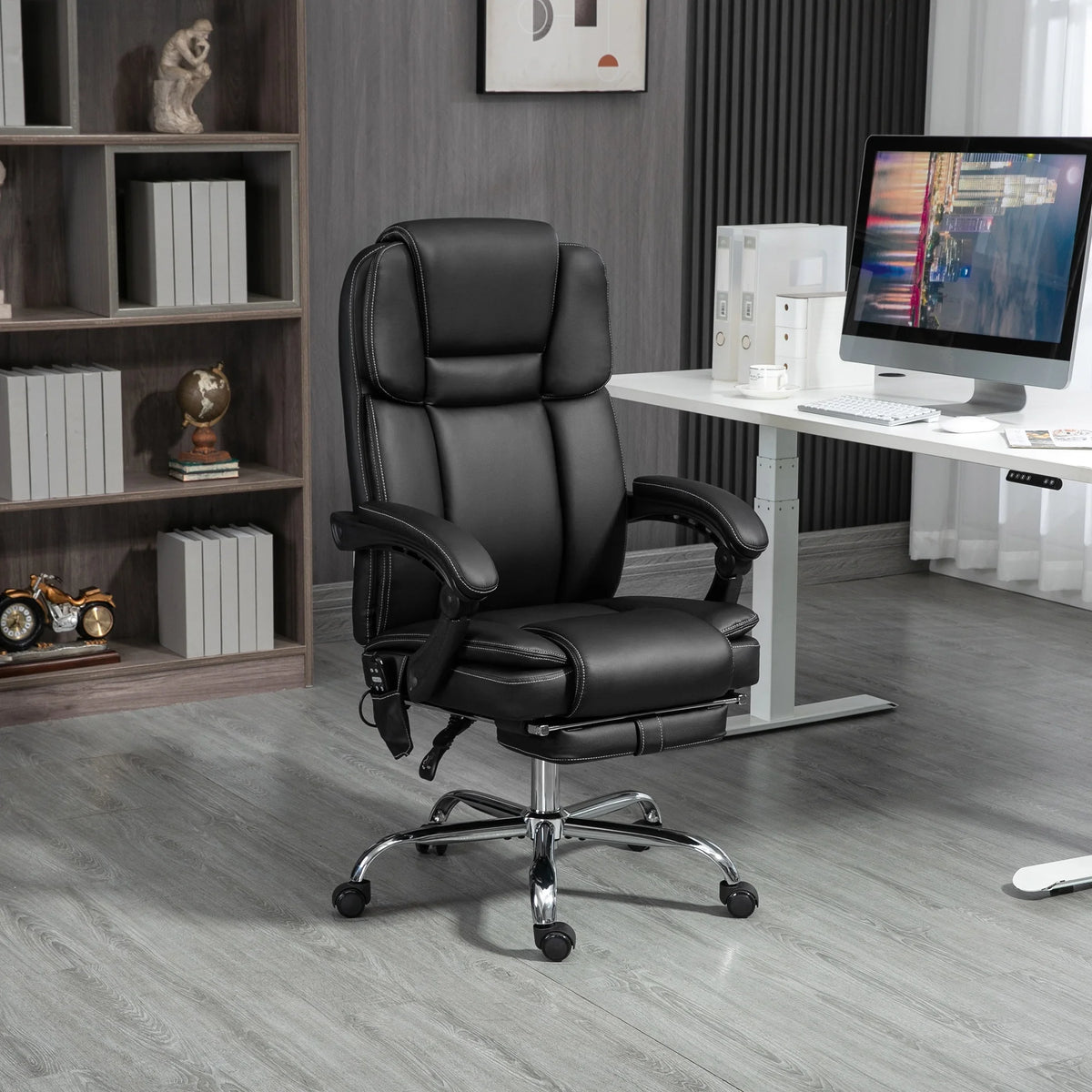 Black PU Leather Massage Office Chair with Heat J9842