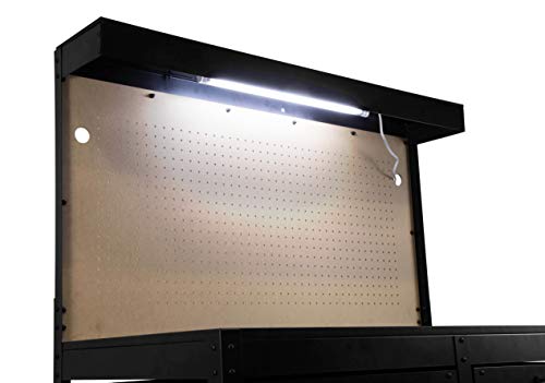 48-Inch Black Workbench with Power Outlets and Light E129