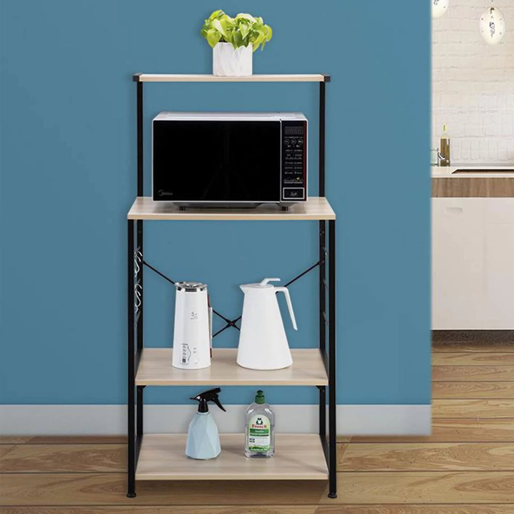 4 Tier Oak Baker's Rack with 4 Hooks D40155