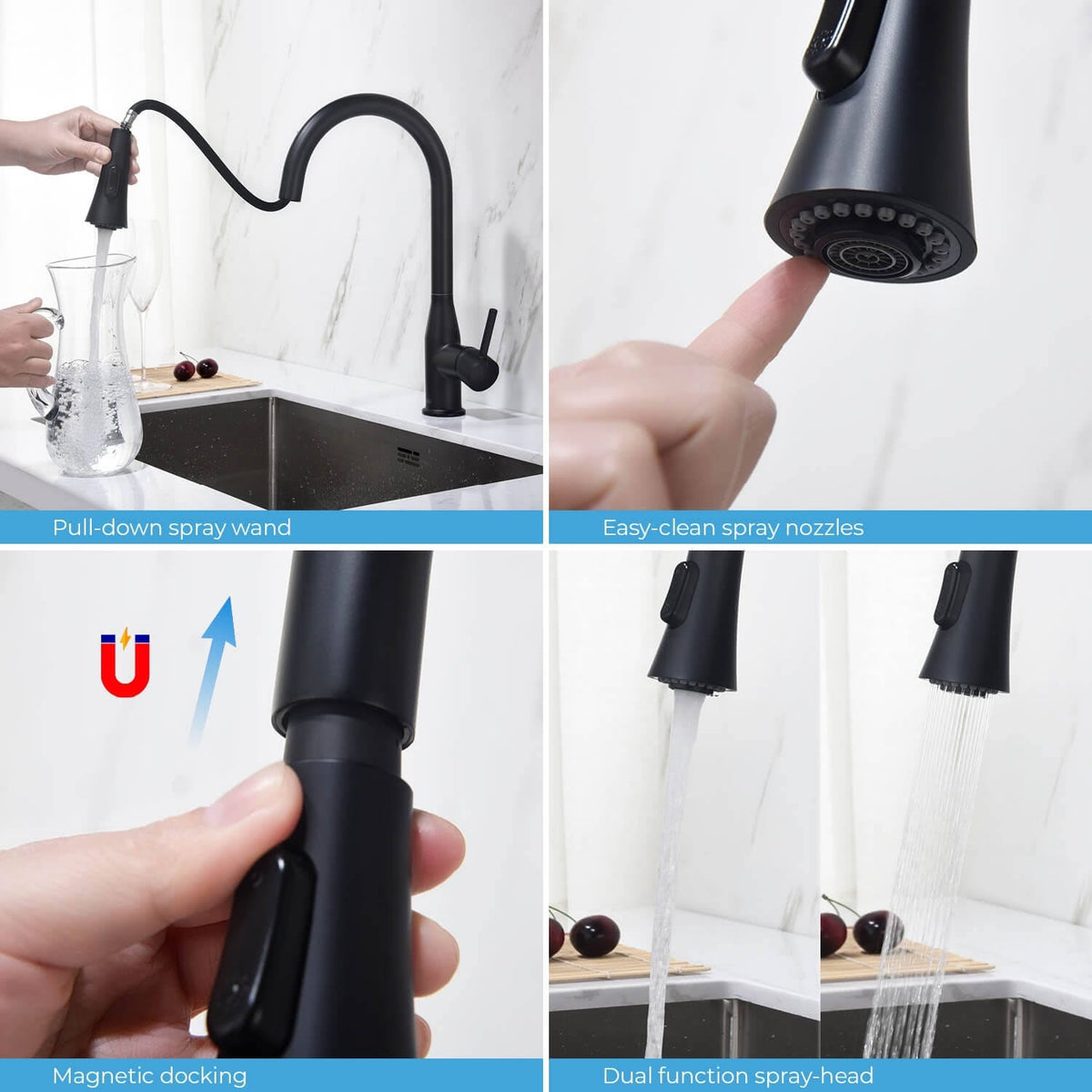 Chrome Pull Out Single Level Kitchen Faucet with Sprayer and Soap Dispenser F4931