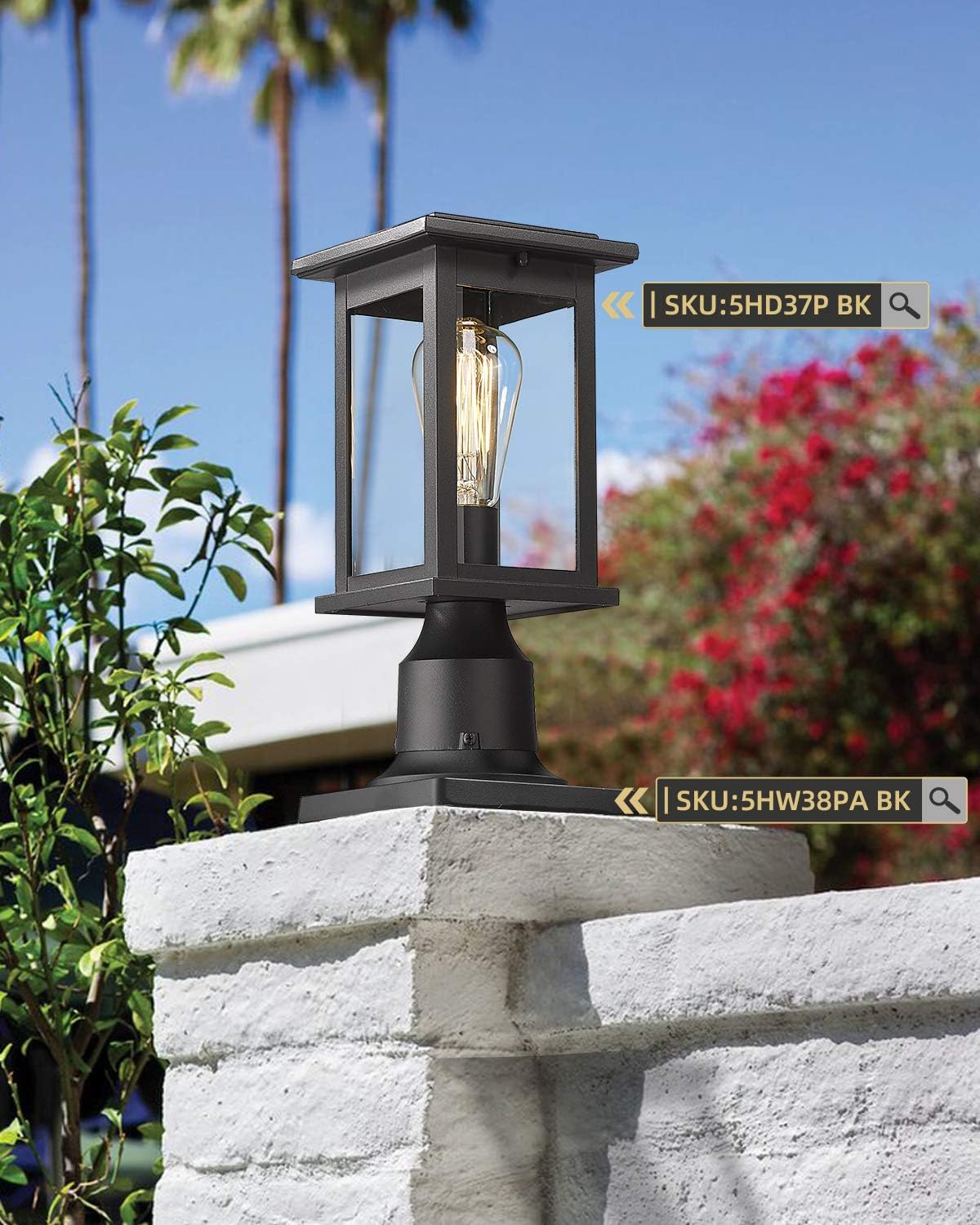 Black Cast Aluminum Post Light Mount Base Adapter, Pack of 2 R8979
