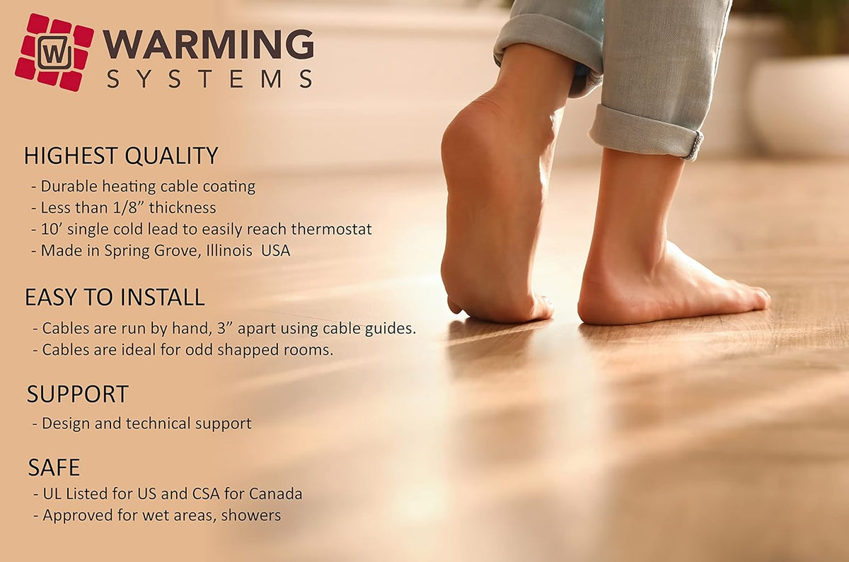 15 Sqft Electric Radiant Floor Heating System with Digital Floor Sensing Thermostat C7434