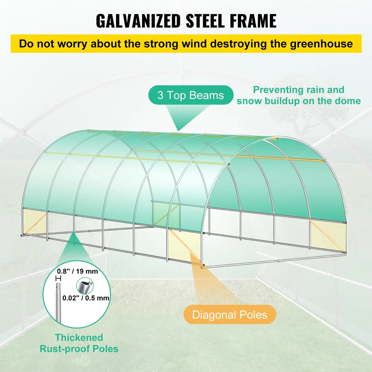 Walk-in Greenhouse Galvanized Frame C179
