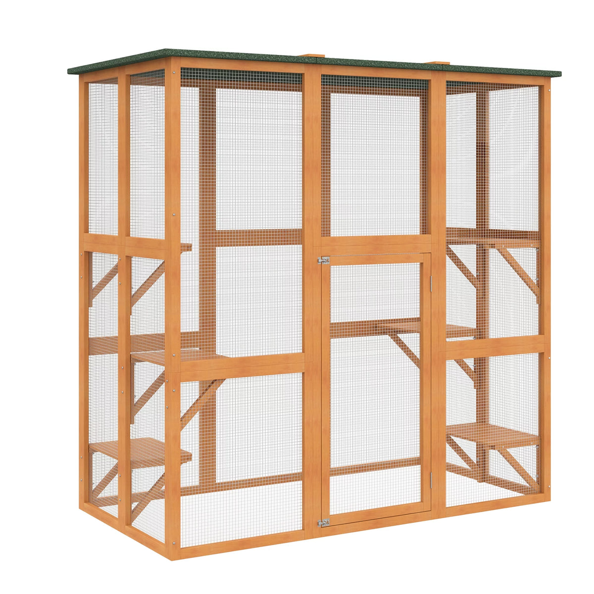 Outdoor Wooden Cat House Enclosure with 6 High Ledges W320