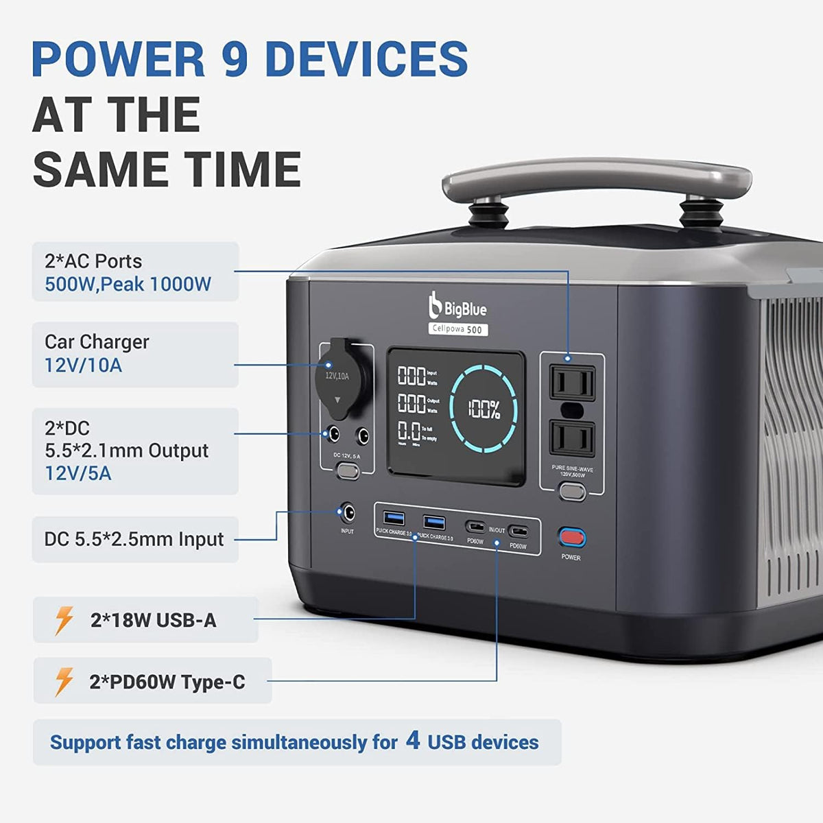 Solar Generator 537.6Wh with Panels, IP65 Waterproof, Fast Charge Power Station Q76861