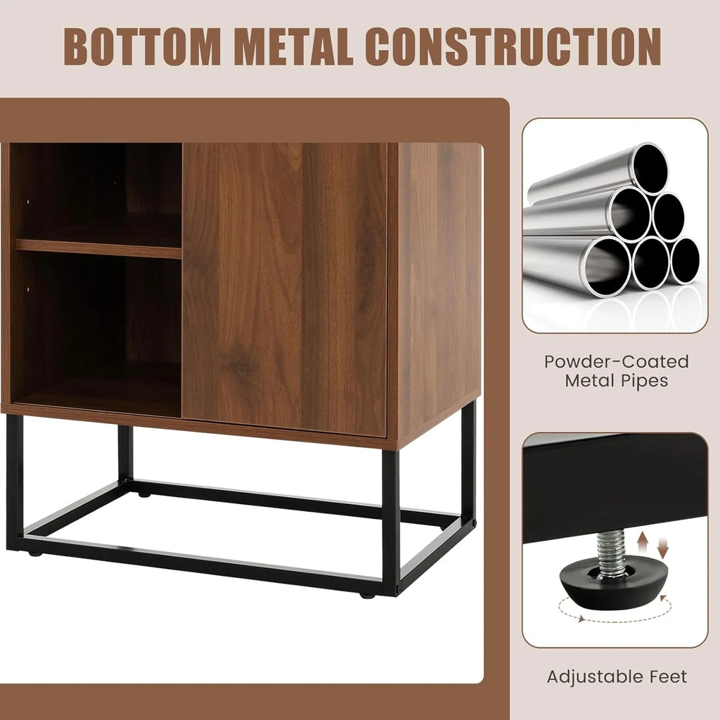 Wine Cabinet Sideboard Buffet with Tempered Glass Top Sliding Door P9760