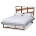 Queen Size Light Gray Upholstered Wood Platform Bed K913