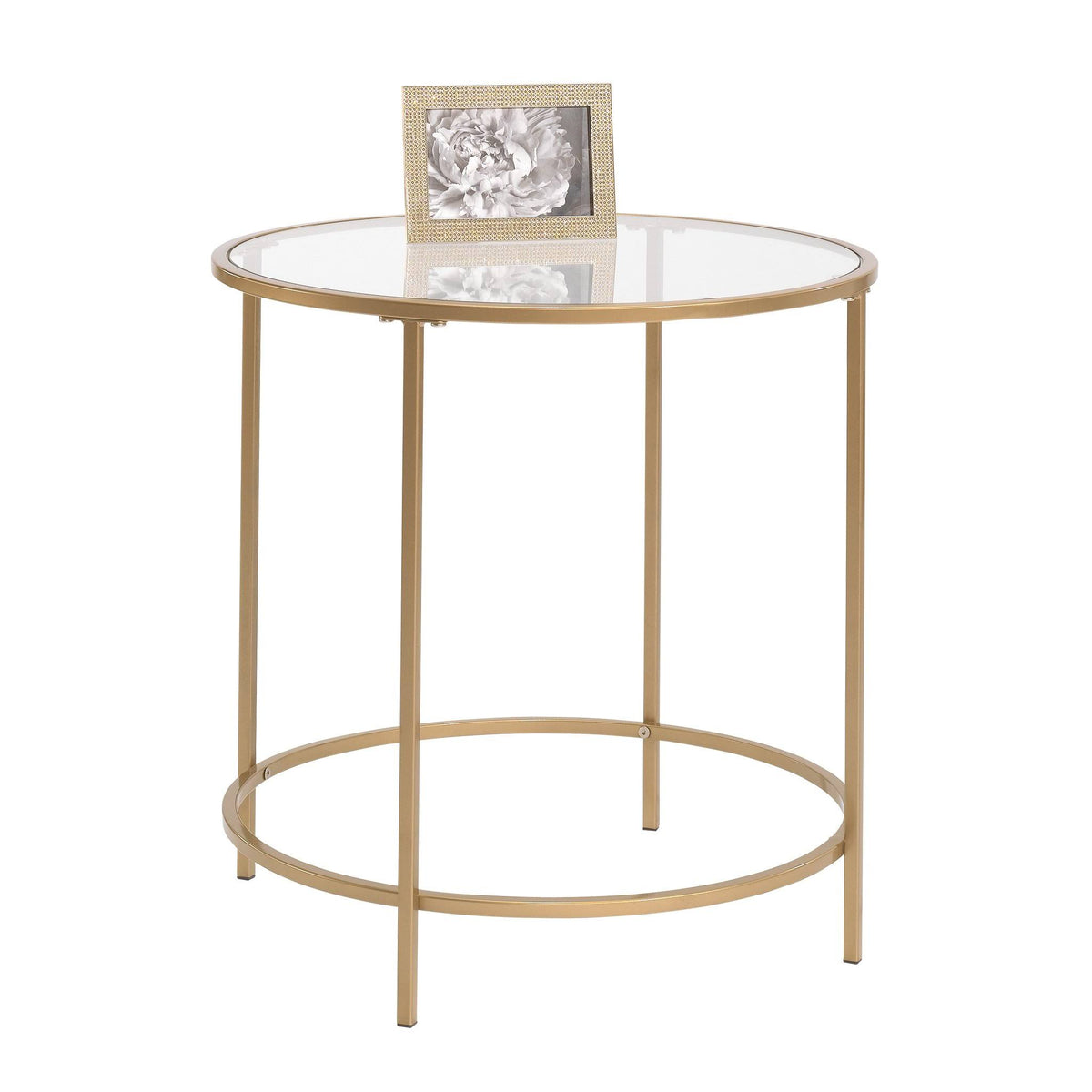 Satin Gold Round End Table C75220