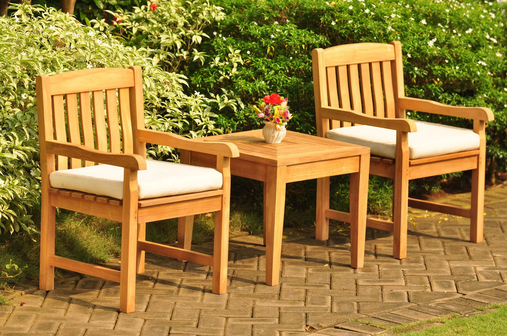 3 Pc Grade-A Teak Dining Set with 2 Arm Chairs O2947