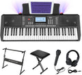 61 Key Electronic Keyboard Piano with LCD Display, Z-style Stand, Bench, Microphone, Headphone, Keynote Stickers I6208