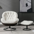 White Swivel Accent Chair with Ottoman A48863
