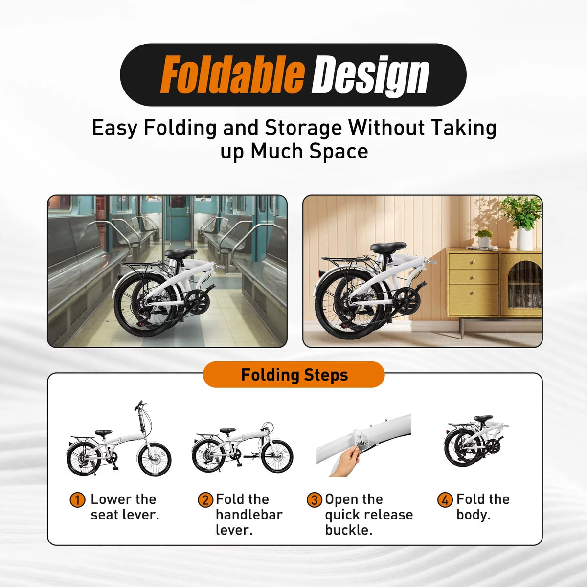 20-inch Wheels 7 Speed Folding Bike High Carbon Steel Bicycle Z3925