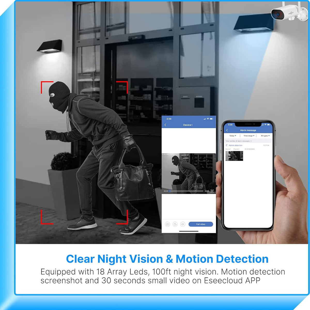 8CH 2K Wireless Security Camera System, 4pcs 180° View Cameras, 1TB Hard Drive A906138