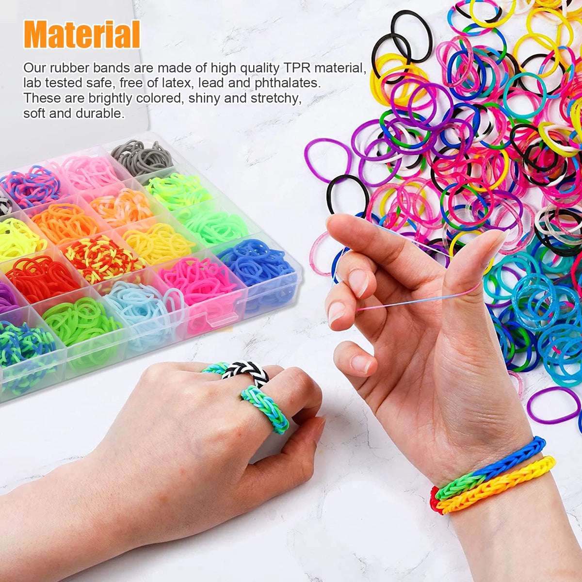 2069pcs Loom Bands Kit 28 Colors Rubber Bands Bracelets Making Kit with Accessory D155625