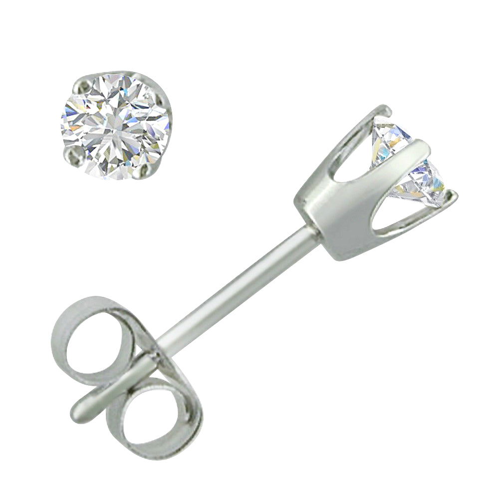 1/4ct TW Round Natural Diamond Stud Earrings in 14K White Gold N46205