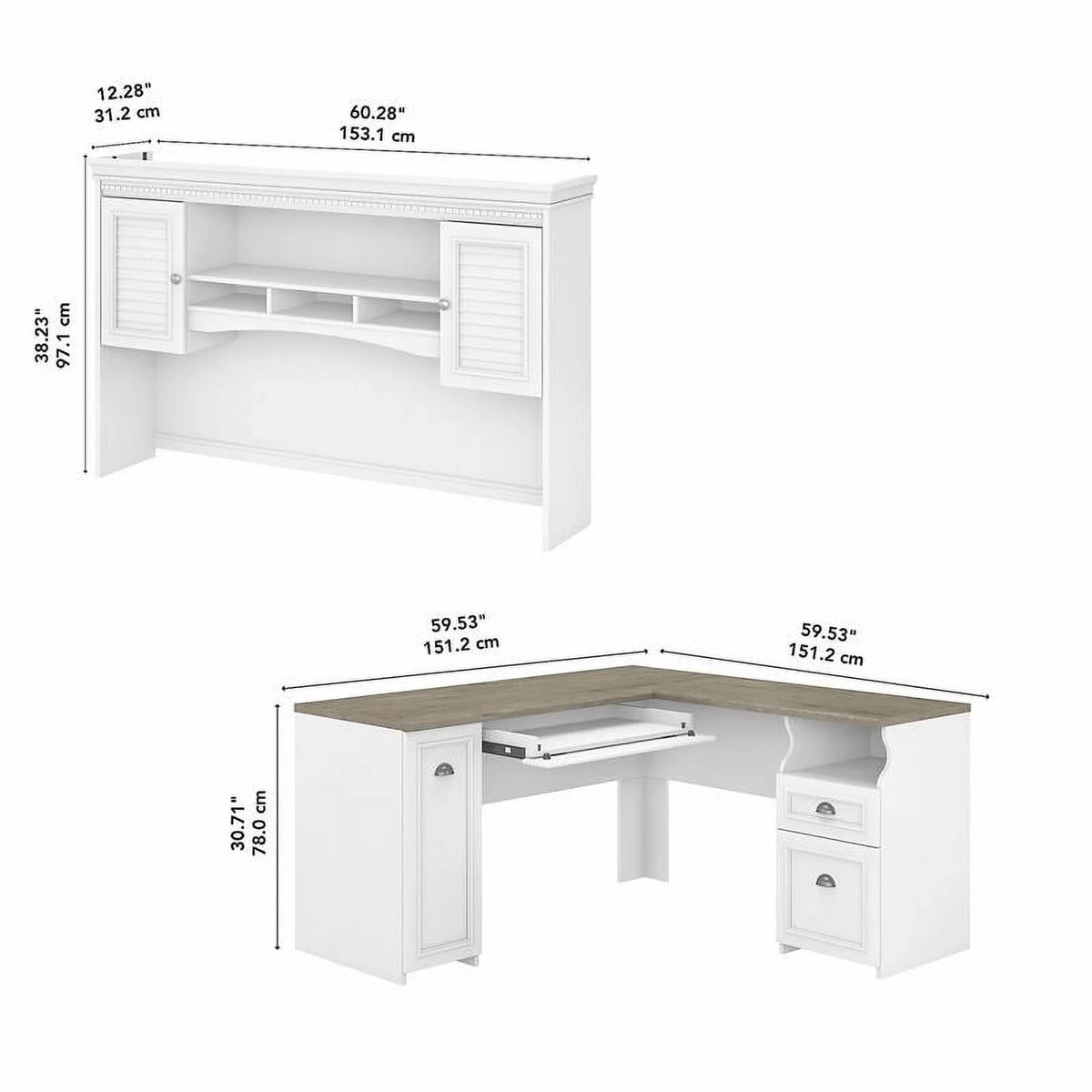 60W L Desk with Hutch D96194