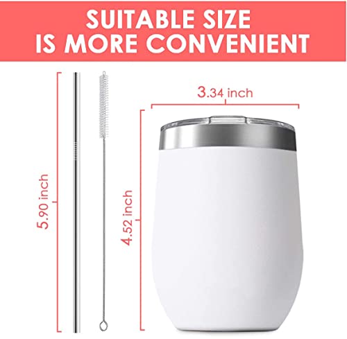6 Pack 12 oz Stainless Steel Insulated Wine Tumbler with Lids and Straws F798