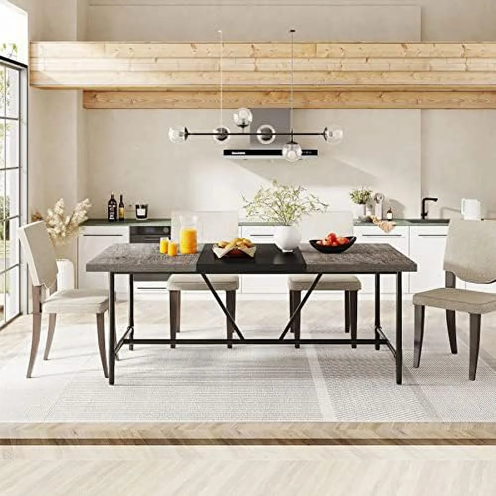 70.8 x 35.4 inch Large Dining Table with Tube Metal Frame E718249