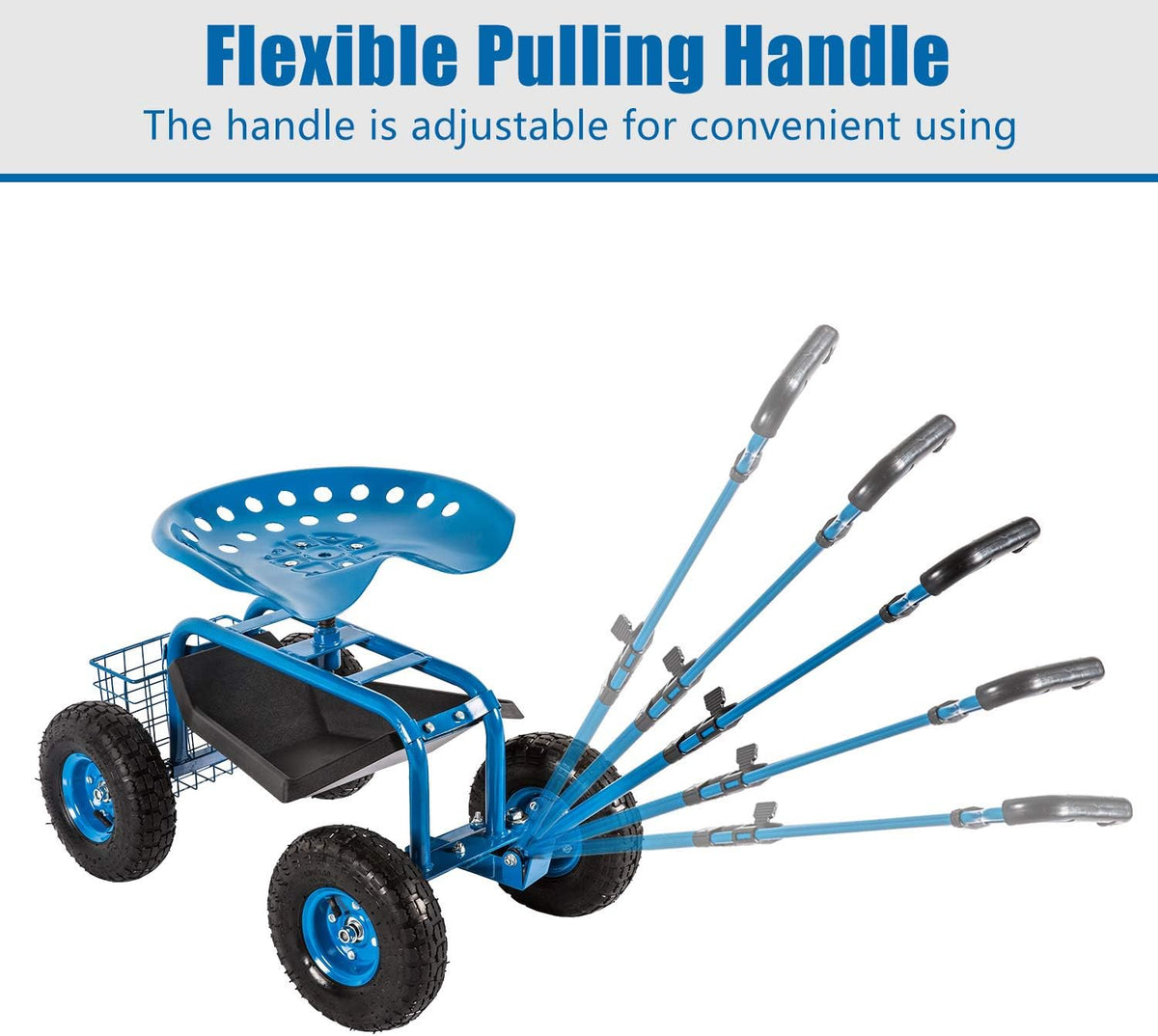 Heavy Duty Rolling Garden Cart with Extendable Steer Handle E912