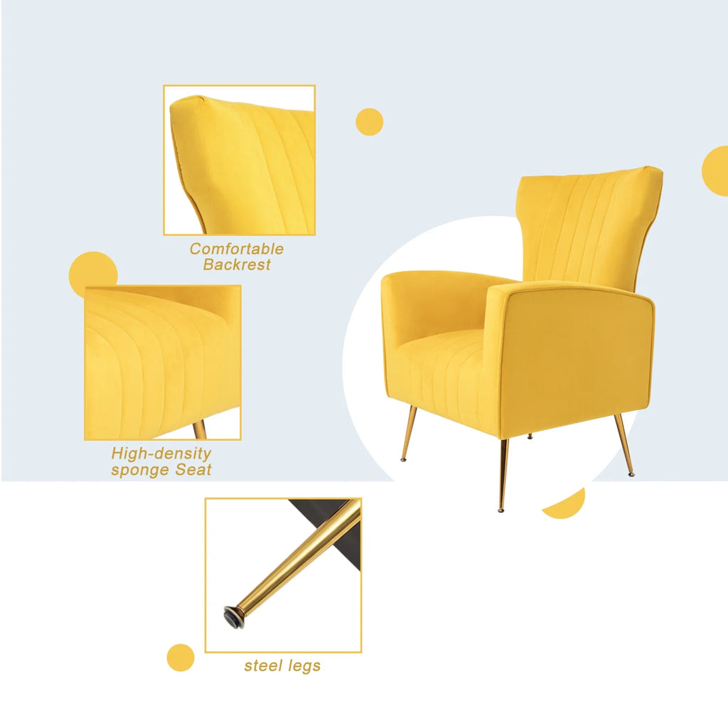 Velvet Wingback Accent Chair with Gold Legs D3295