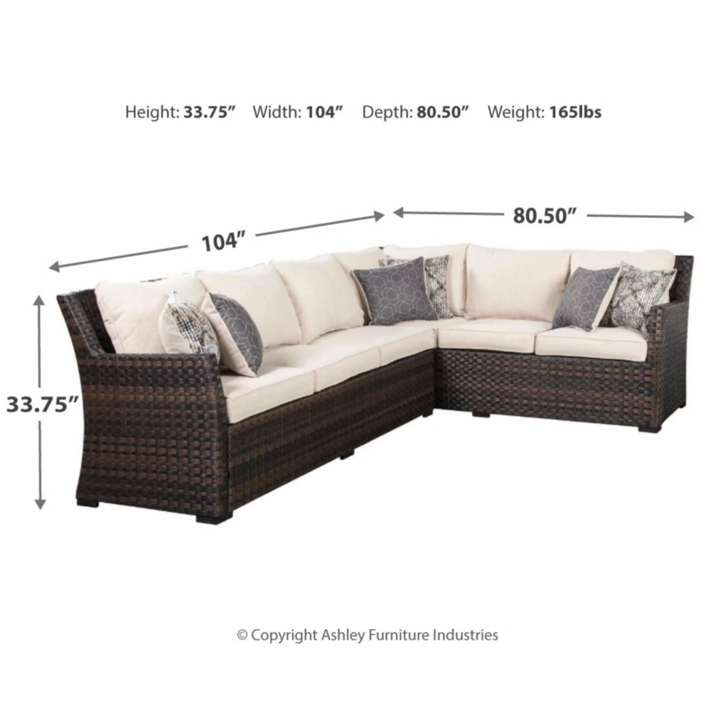 3 Piece Dark Brown Outdoor Sectional Set D9175