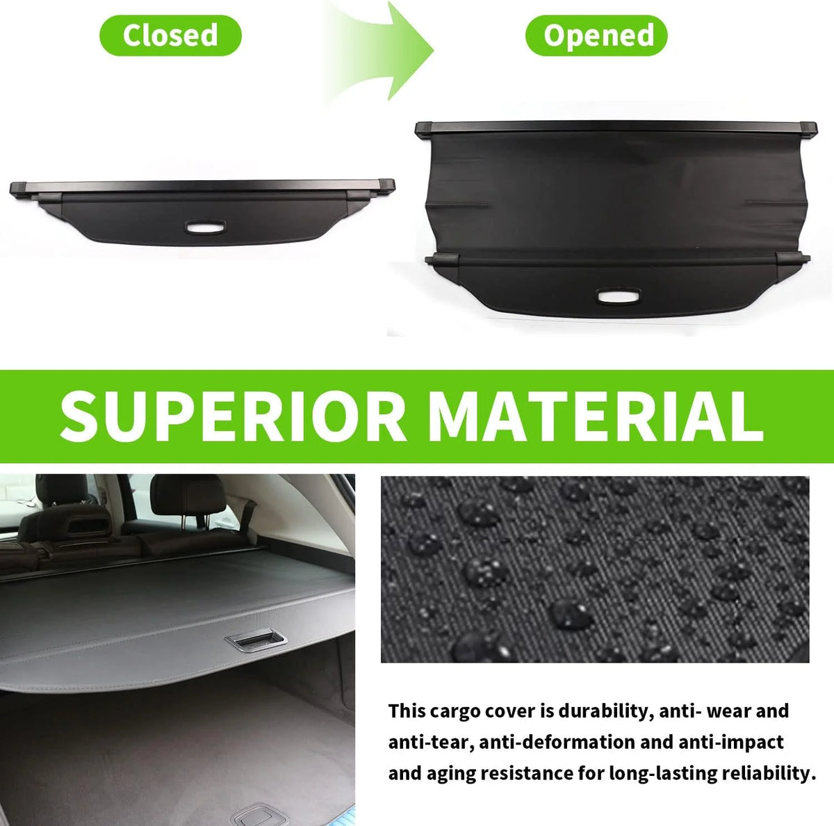 Retractable Cargo Cover for Subaru Crosstrek Impreza, Black L51621