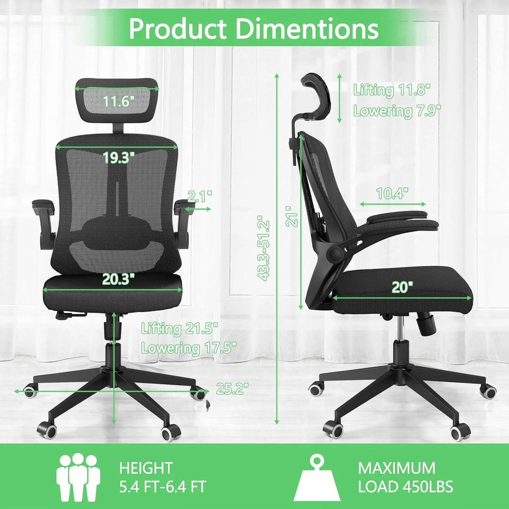 Khaki Ergonomic Mesh Computer Chair with Lumbar Support Y7200