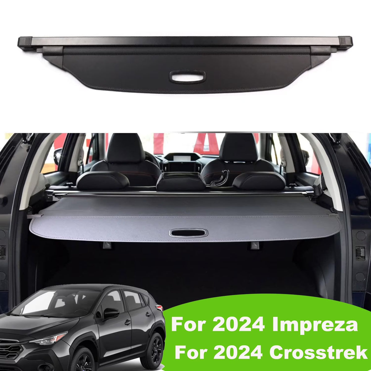 Retractable Cargo Cover for Subaru Crosstrek Impreza, Black L51621