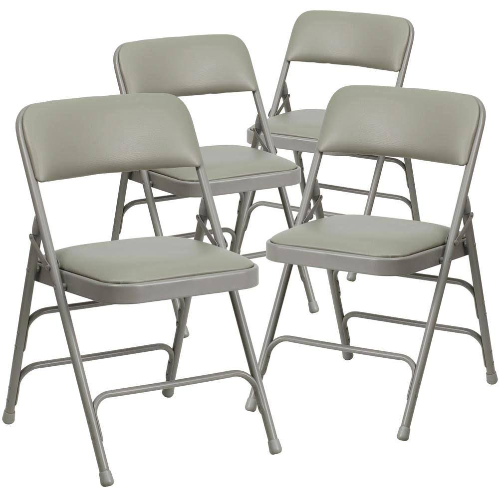 Gray Vinyl Metal Folding Chair (4-Pack) C413